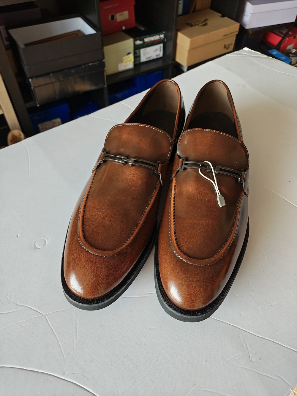 Tod's Cognac Leather Bit Loafers 13 NEW IN BOX - Picture 11 of 15
